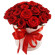 red roses in a hat box. Omsk
