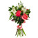 Bouquet of roses and alstroemerias with greenery. Omsk